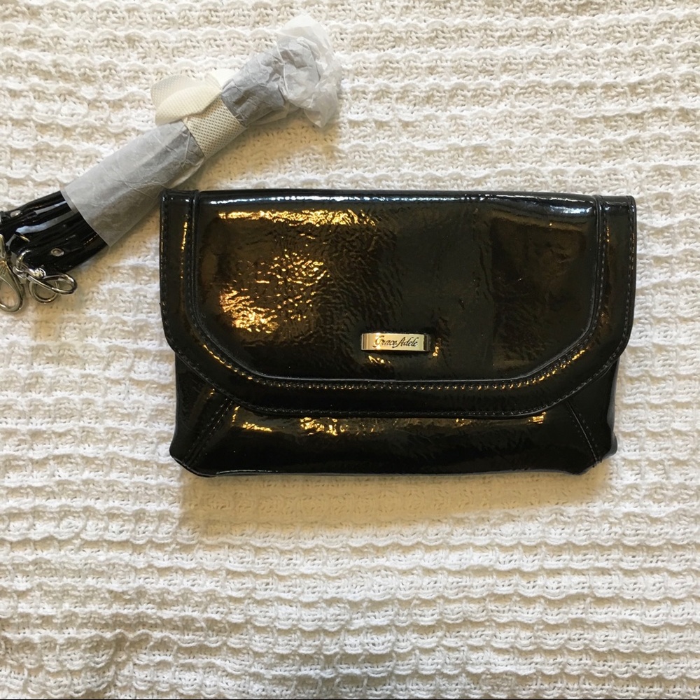 New Grace Adele black patent “Tess” Clutch